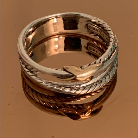 David Yurman Size 6.5 Crossover X Ring 925 Sterling Silver 18k Gold. - Picture 6 of 7